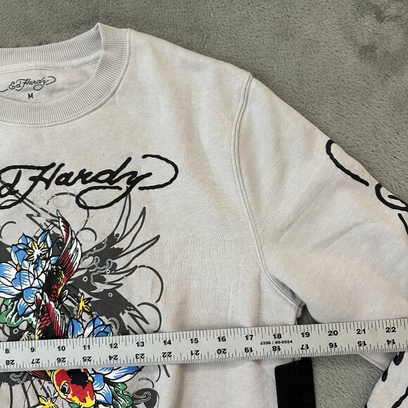 NWT Ed Hardy Tattoo Cropped Sweatshirt Gray Women's MEDIUM - Picture 6 of 7